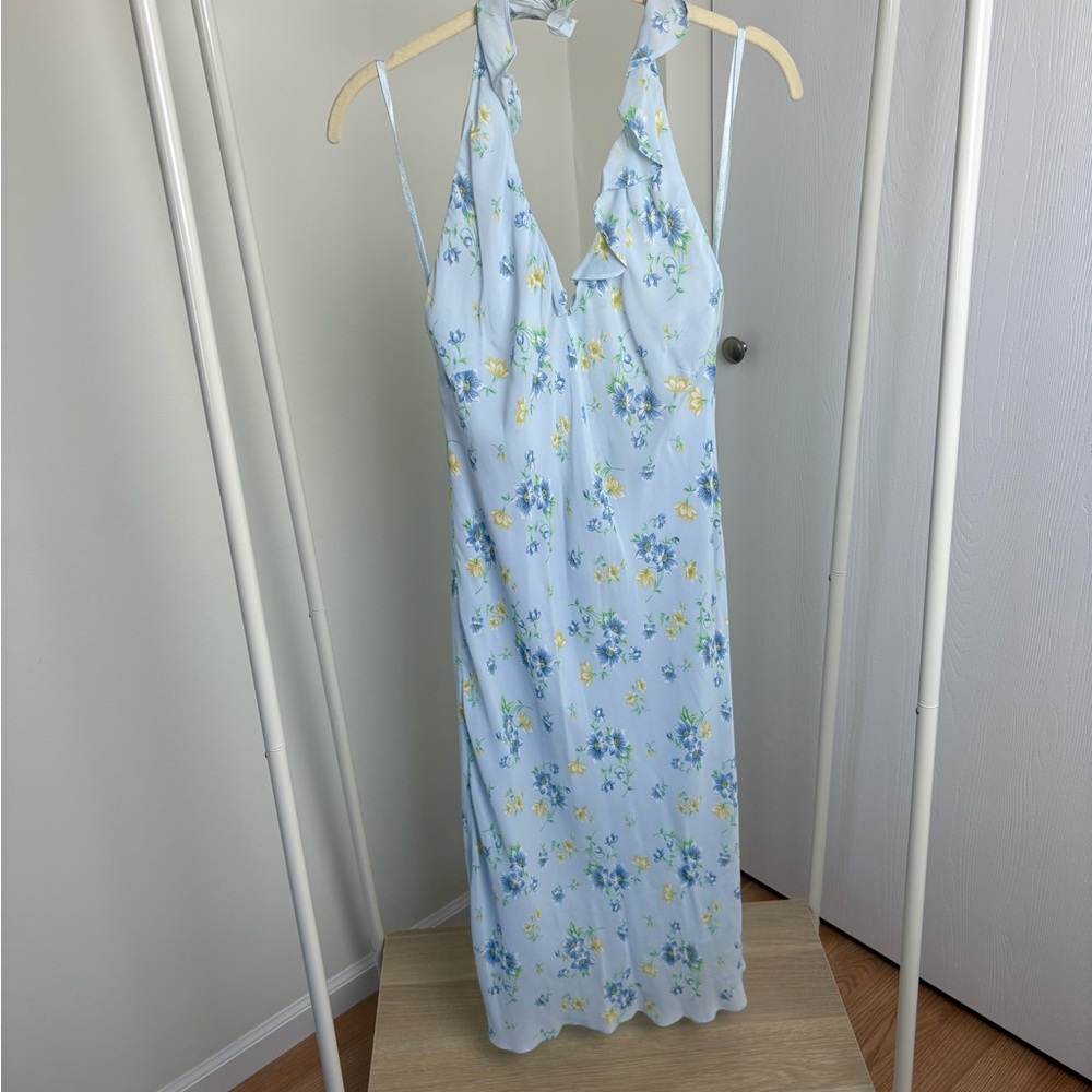 Ralph Lauren Light Blue Floral Midi Dress